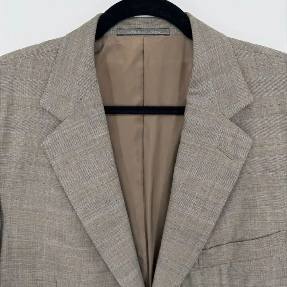 ERMENEGILDO ZEGNA Gray Plaid 2 Button 100% Wool 15 MilMil 15 Blazer 44R 54R EUR